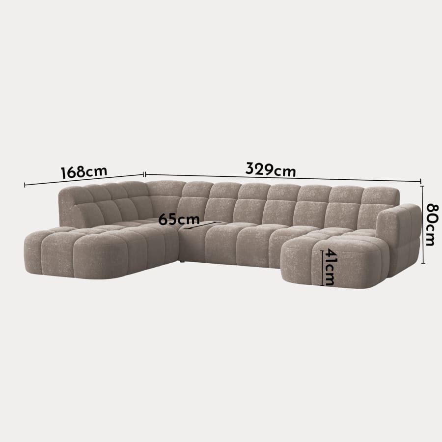 Canapé panoramique tissu taupe - Angle droit
